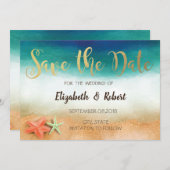 ビーチ結婚式、Starfish日付の保存 セーブザデート (正面/裏面)