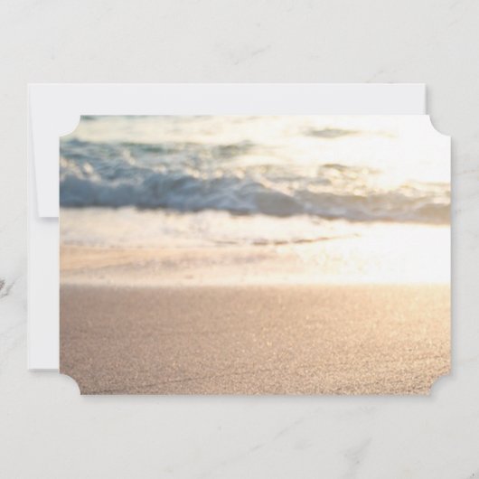 ビーチ結婚式、String Lights Seashell RSVP 招待状 (裏面)