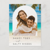 ビーチ結婚式Arch写真予算日付の保存 案内ポストカード (正面)