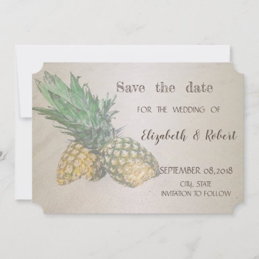 ビーチ結婚式Pineapple日付を保存 セーブザデート (正面)