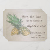 ビーチ結婚式Pineapple日付を保存 セーブザデート (正面/裏面)