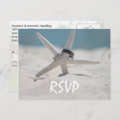 ビーチ結婚式RSVPと写真 インビテーションポストカード (正面/裏面)