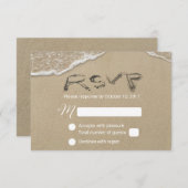 ビーチ結婚式RSVPと文字応答 出欠カード (正面/裏面)