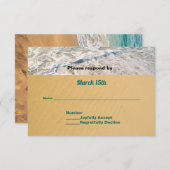 ビーチ結婚式RSVPのハート内の名前 出欠カード (正面/裏面)