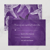 ビーチ結婚式RSVPのヒトデの紫色 出欠カード (正面/裏面)