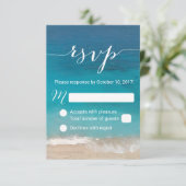 ビーチ結婚式RSVPの上品な原稿の応答 出欠カード (スタンド正面)