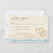 ビーチ結婚式RSVPカード(水色海) 出欠カード (正面)