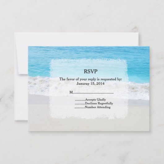 ビーチ結婚式RSVPビーチ1 出欠カード (正面)