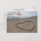 ビーチ結婚式RSVP標準3.5 x 5 出欠カード (正面/裏面)