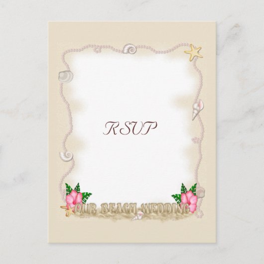 ビーチ結婚式RSVP インビテーションポストカード (正面)