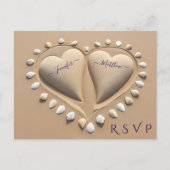 ビーチ結婚式RSVP – サンドハート ポストカード (正面)