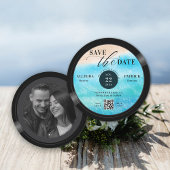 ビーチ結婚式Save the Date Music Lover Record QR セーブザデート