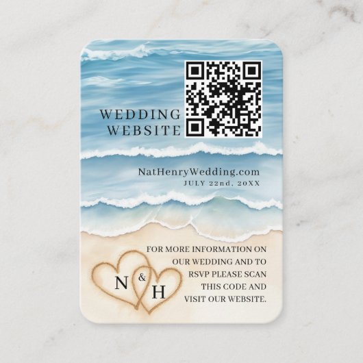 ビーチ結婚式WebサイトQRコード格納装置カード エンクロージャーカード (正面)