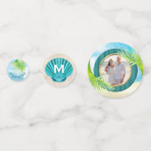 ビーチ結婚式Your Photo Seashellsパームジェムボウ コンフェッティ (正面)