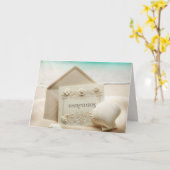 ビーチ結婚砂での文房具のお祝い カード (黄色い花)