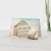 ビーチ結婚砂での文房具のお祝い カード (正面)