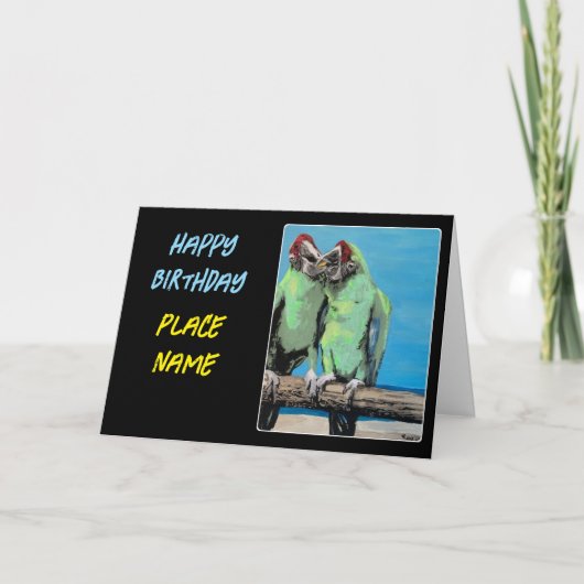 ビーチ絵を描のパロッツ サンキューカード (正面)