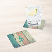 ビーチ絵を描ハウスウッドオーシャンサイストライプのド スクエアペーパーコースター (インサイチュ)