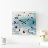 ビーチ絵を描波 スクエア壁時計 (ホーム)