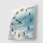 ビーチ絵を描波 スクエア壁時計 (傾斜)