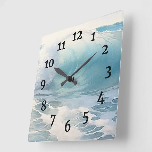 ビーチ絵を描波 スクエア壁時計 (傾斜)