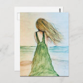 ビーチ絵画の美しい葉書 ポストカード (正面/裏面)