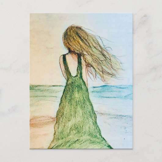 ビーチ絵画の美しい葉書 ポストカード (正面)