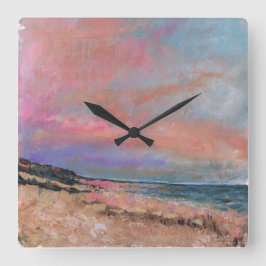 ビーチ絵画ファインアート スクエア壁時計