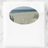 ビーチ美しい 楕円形シール (バッグ)