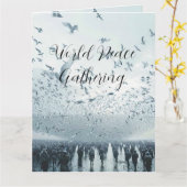 ビーチ群集の平和ドーム写真 カード (黄色い花)