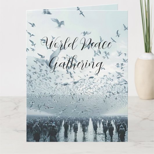 ビーチ群集の平和ドーム写真 カード (正面)