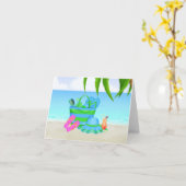 ビーチ考えのYouカードとビーチ椅子 カード (黄色い花)