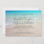 ビーチ背シンプル景シーサイド結婚式 招待状 (正面)