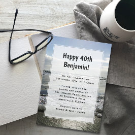 ビーチ背景彼の誕生日パーティーの招待 招待状