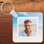 ビーチ背景記念記念キーチェーン キーホルダー (正面)