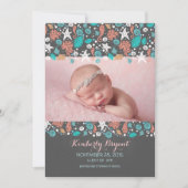 ビーチ自動生まれたばかりのベビーフォト誕生 案内状 (正面)
