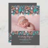 ビーチ自動生まれたばかりのベビーフォト誕生 案内状 (正面/裏面)