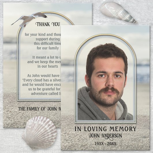 ビーチ自然フォト悔やみや弔慰サンキューカード サンキューカード