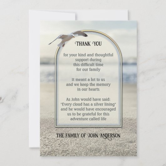ビーチ自然フォト悔やみや弔慰サンキューカード サンキューカード (裏面)
