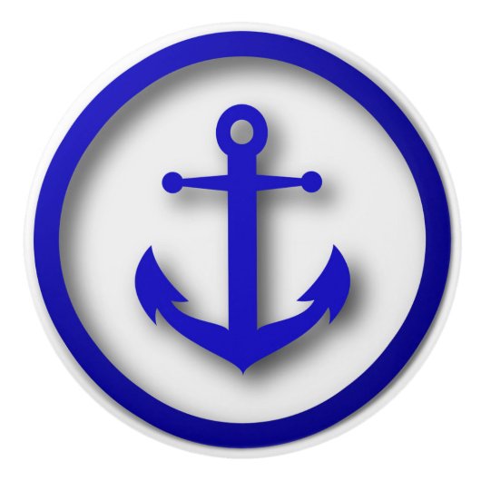 ビーチ航海のいかりキャビネット引出しノブ セラミックノブ (正面)