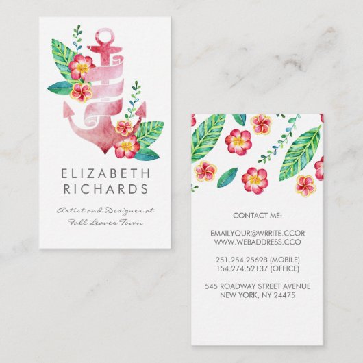 ビーチ航海のいかりコースタルクルーズヨットパーティー 名刺 (正面/裏面)