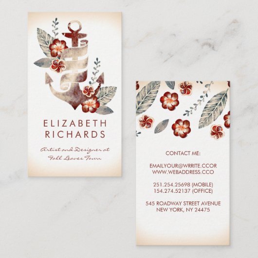 ビーチ航海のいかりコースタルクルーズヨットパーティー 名刺 (正面/裏面)