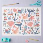 ビーチ航海のいかりシーシェルズセーリングボート 薄葉紙 (クラフト)