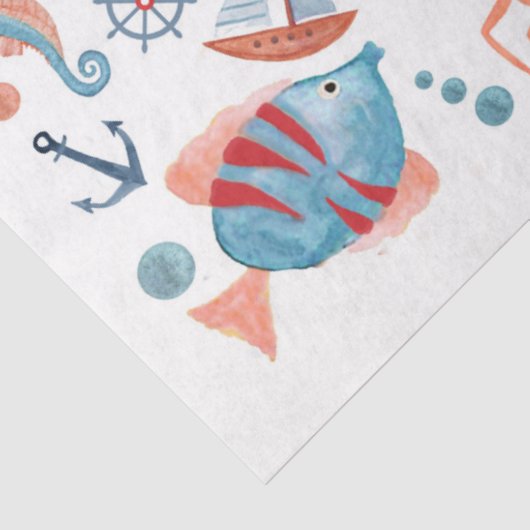 ビーチ航海のいかりシーシェルズセーリングボート 薄葉紙 (詳細)