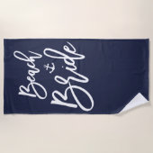 ビーチ航海のいかりネイビーブルー付き花嫁タオル ビーチタオル (正面)