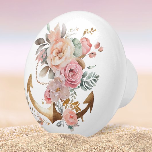 ビーチ航海のいかり海水色 セラミックノブ