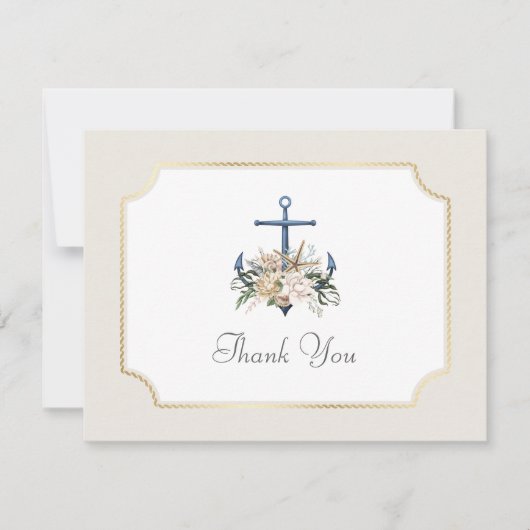 ビーチ航海のいかり結婚サンキューカード サンキューカード (正面)