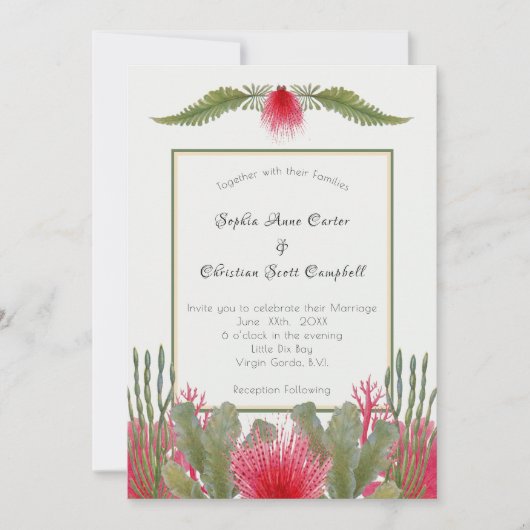 ビーチ航海のをテーマにした結婚式招待状 招待状 (正面)