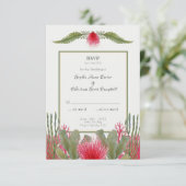 ビーチ航海のをテーマにした結婚式RSVP応答カード 招待状 (スタンド正面)