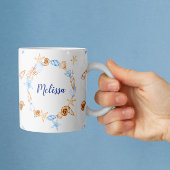 ビーチ航海のイラストモノグラパーソナライズされたム コーヒーマグカップ